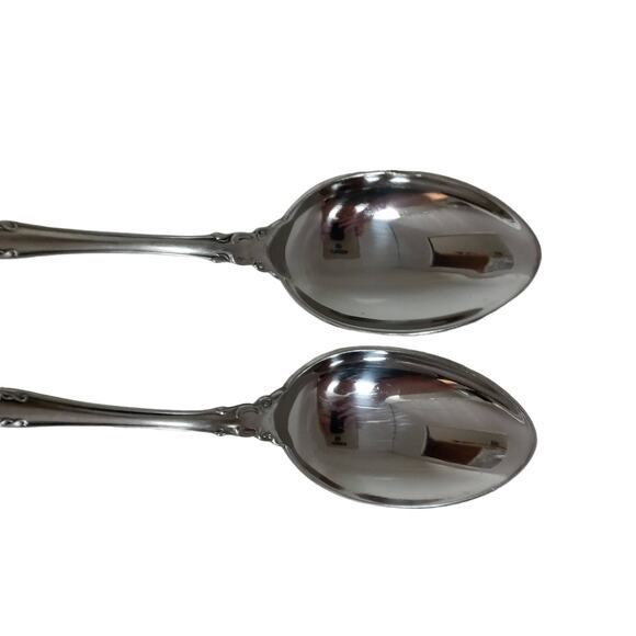 Vintage 2 Lyons Queens Fancy Serving Spoons Large Serve Ware Stainless Steel - Picture 10 of 10